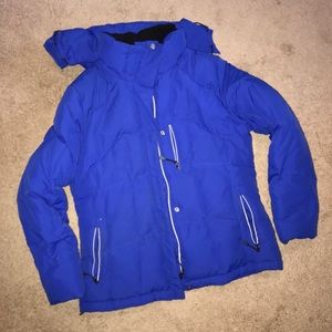 Cobalt Blue Calvin Klein Winter Jacket With Detachable Hood